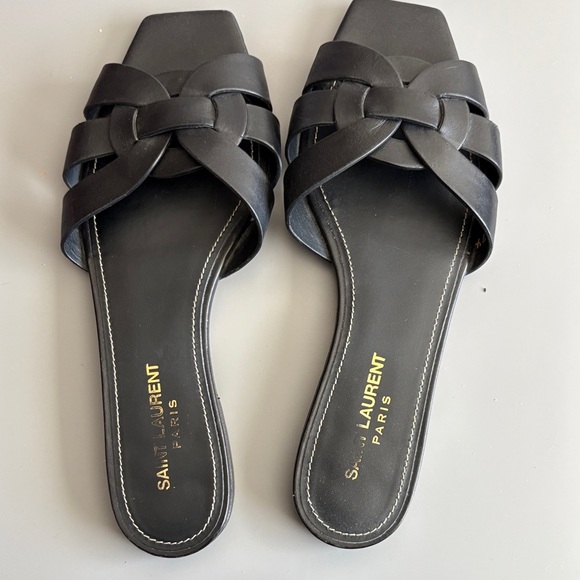 Saint Laurent Black Leather Sandals - Picture 2 of 3